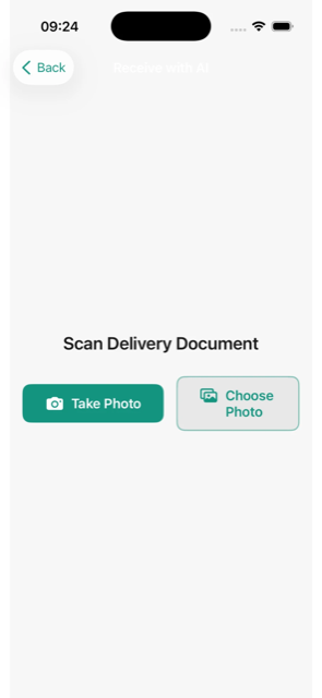 Pantalla para fotografiar el albarán del proveedor en el iPhone